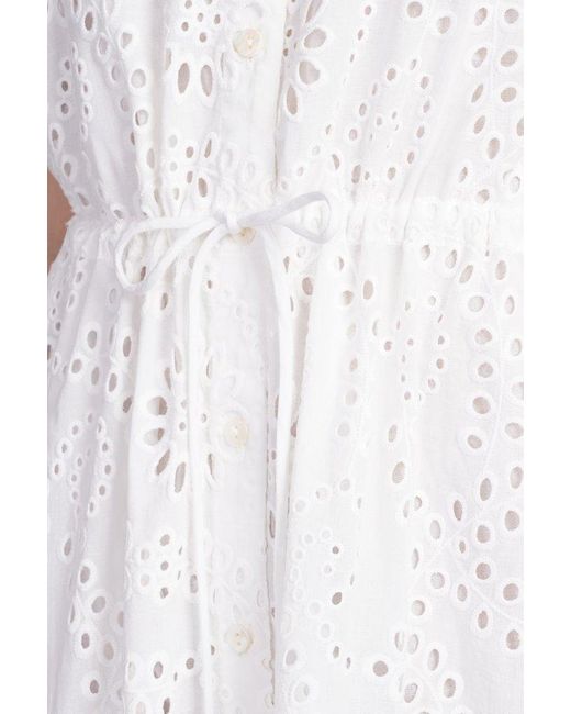 Mc2 Saint Barth White Ida Broderie-anglaise Sleeveless Maxi Dress