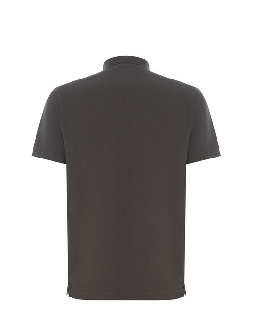 Stone Island Black Logo Patch Short-sleeved Polo Shirt for men