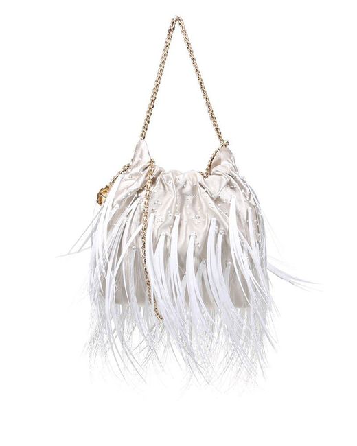 Tory Burch White Fleming Mini Bucket Bag