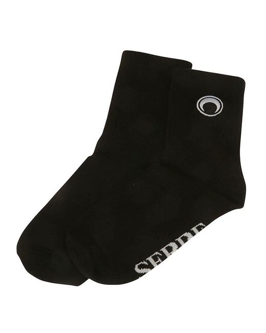 MARINE SERRE Black Ribbed Ankle Socks
