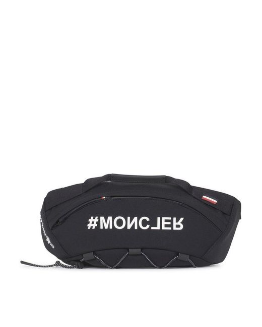 3 MONCLER GRENOBLE Black Logo Printed Belt Bag for men