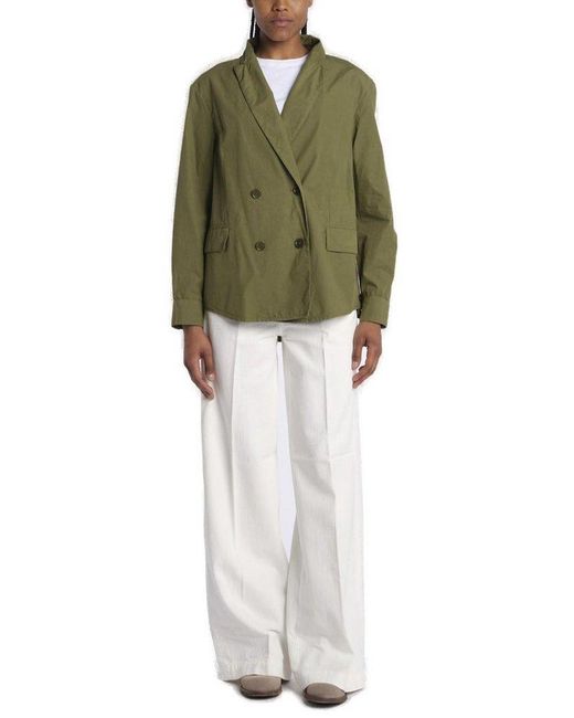 Aspesi Green Double Breasted Long Sleeved Jacket