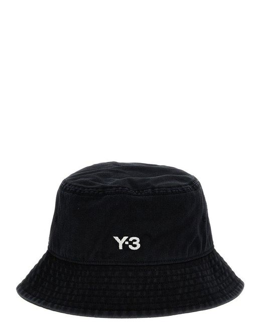 Y-3 Black Logo-embroidered Bucket Hat for men