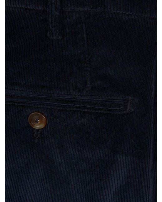 Canali Blue Straight-leg Front Button Fastened Corduroy Chinos for men
