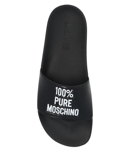 Moschino Black Logo-embossed Slides for men