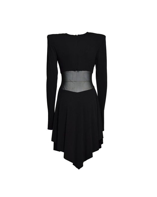 Alexandre Vauthier Black Long-sleeved Draped Dress