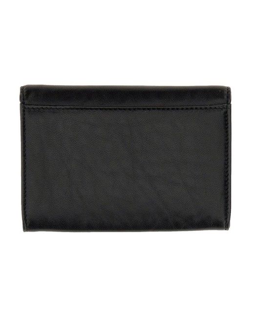 Saint Laurent Logo Plaque Foldover Top Clutch Bag in Black | Lyst
