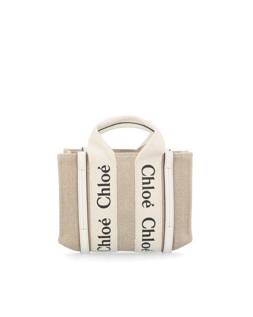 Chloé White Mini Woody Tote Bag