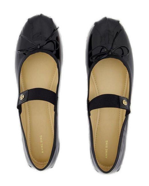 Anine Bing Black Jolie Bow-Detailed Flats