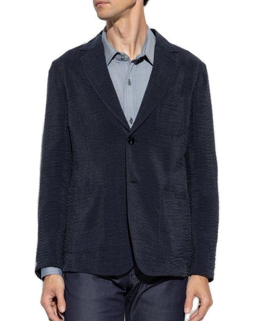 Giorgio Armani Blue Single-Breasted Long-Sleeved Blazer for men
