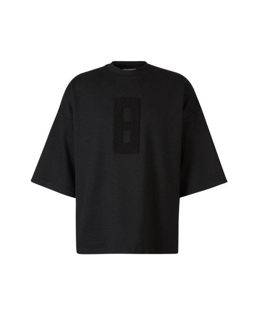 Fear Of God Black Embroidered 8 Oversized Crewneck T-shirt for men