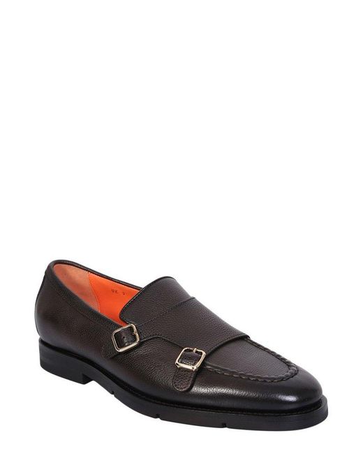 Santoni Gray Double Buckle Slip-On Loafers for men