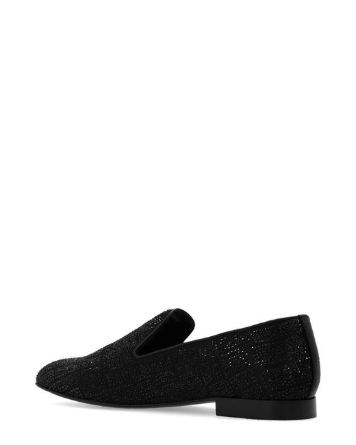 Versace Black Embellished Slip-on Loafers for men