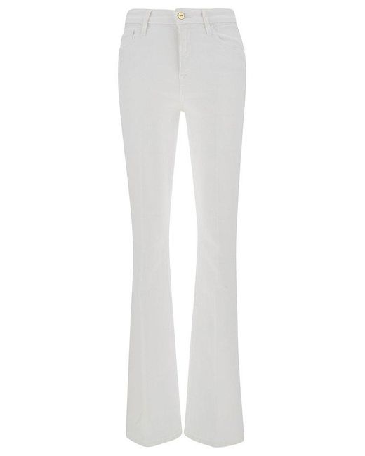 FRAME White 'Mini Boot' Flared Jeans With Branded Button