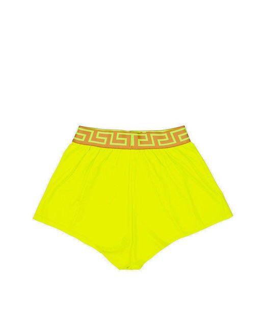 Versace Yellow Greca Motif Waistband Shorts