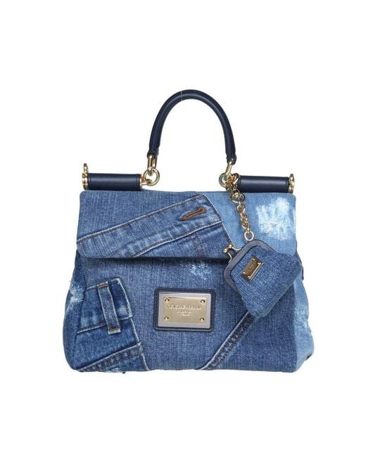 Dolce & Gabbana Dolce E Gabbana Small Sicily Bag In Denim Patchwork in Blue  | Lyst