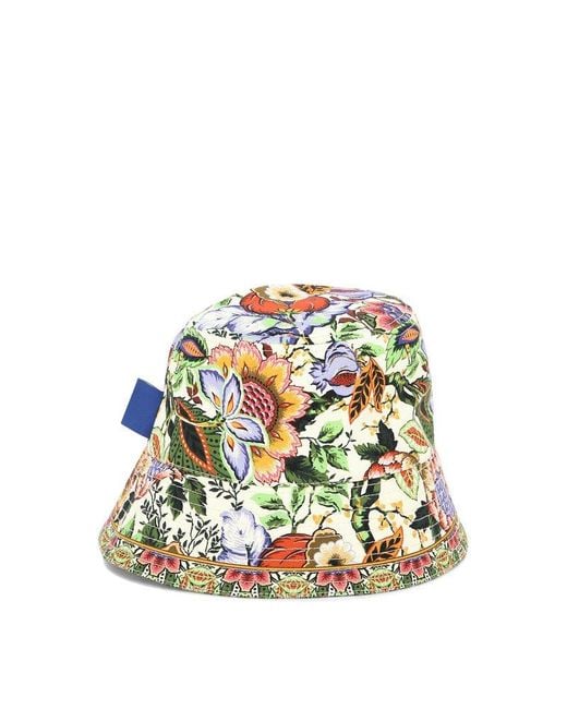 Etro White Bouquet-Print Bucket Hat