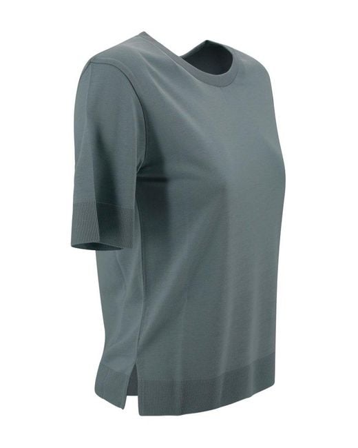 Herno Gray Short-Sleeved Crewneck Knitted Jumper