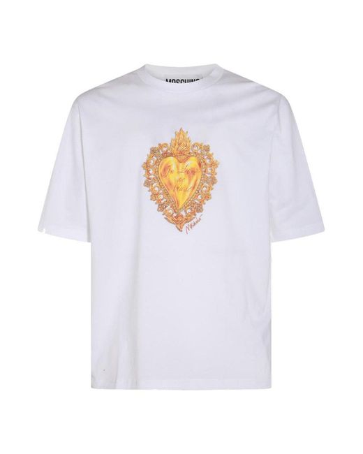 Moschino White Cotton T-shirt for men