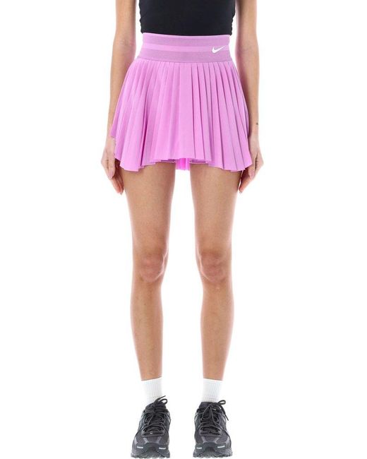 Nike Pink Logo Detailed Pleated Tennis Skirt