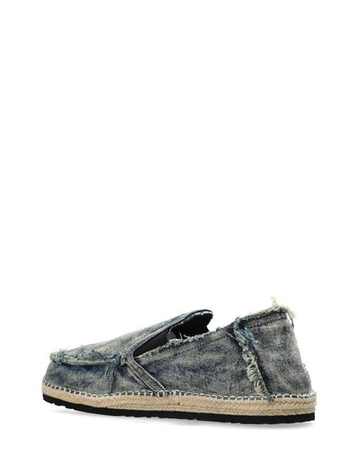 DIESEL Gray D-Lukas Esp Distressed Denim Espadrille Loafers for men