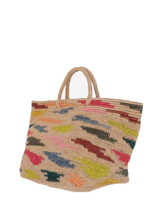 IBELIV Brown Vanilla Woven Top Handle Bag