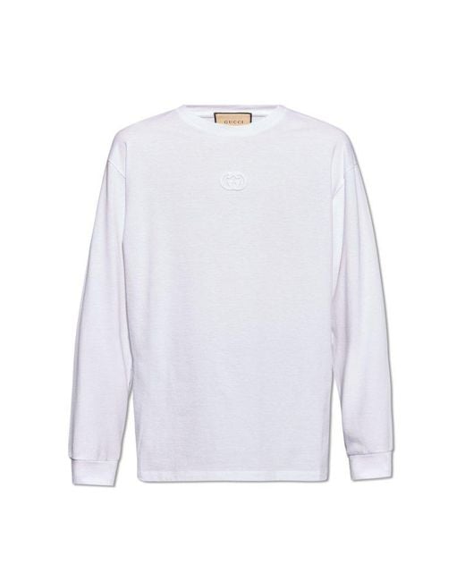 Gucci White Cotton Jersey Long-sleeved T-shirt for men
