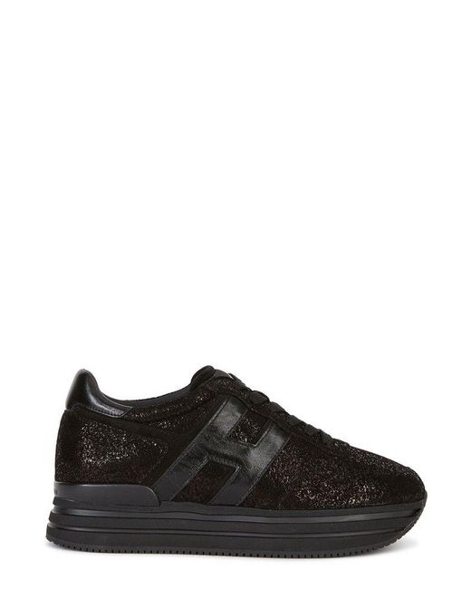 Hogan Black Glitter-embellished Low-top Sneakers