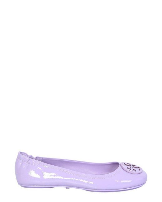 Tory Burch Purple Minnie Travel Ballerina Flat Shoes