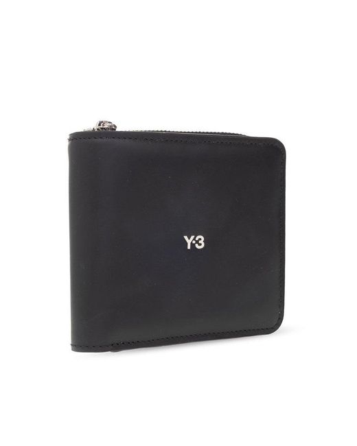 Y-3 Black Logo-printed Zip-up Bi-fold Wallet for men