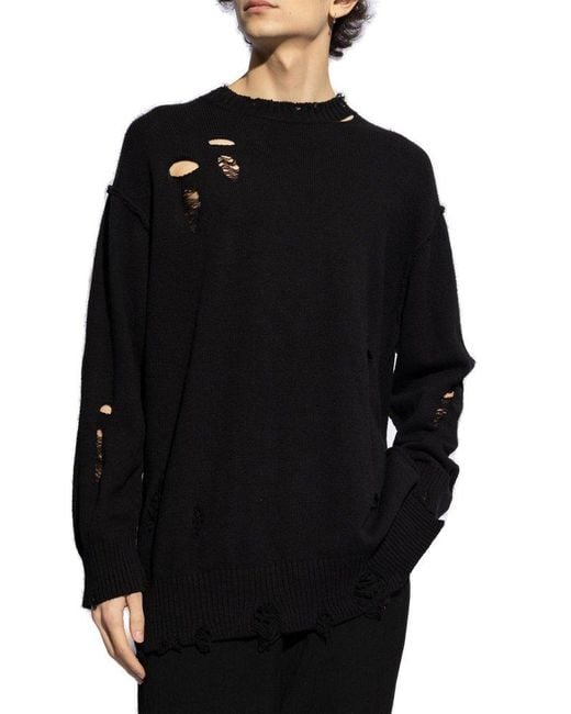 Yohji Yamamoto Black Sweater With A Vintage Effect for men