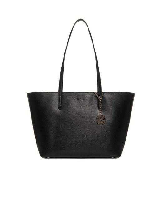 DKNY Black Bryant Logo Charm Medium Shopper Bag