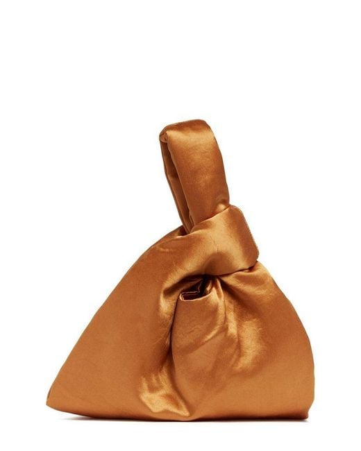 Nanushka Brown Jen Crinkled Satin Clutch Bag