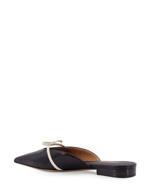 Ferragamo Black Mini Bow Pointed-Toe Mules