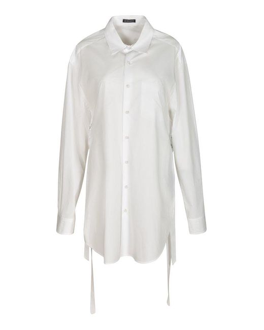 Ann Demeulemeester White Dete Long Pocket Shirt