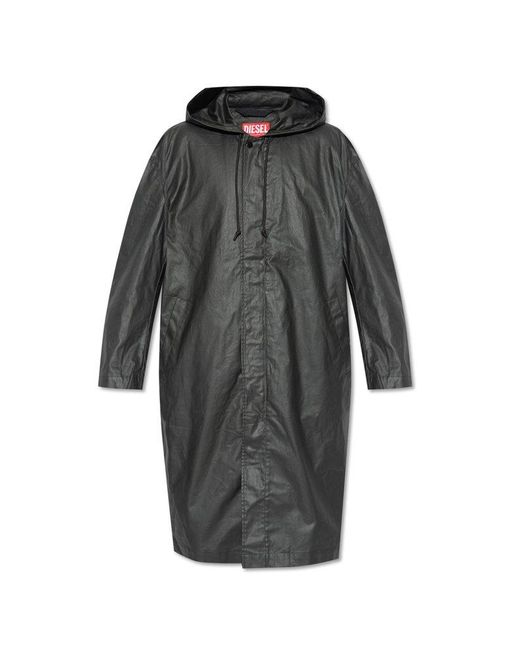 DIESEL Gray J-coat Hooded Long Jacket for men