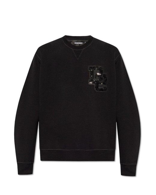 DSquared² Black Sweatshirt With Logo Detail for men