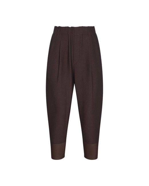 Issey Miyake Brown High Waist Pleated Cropped Trousers