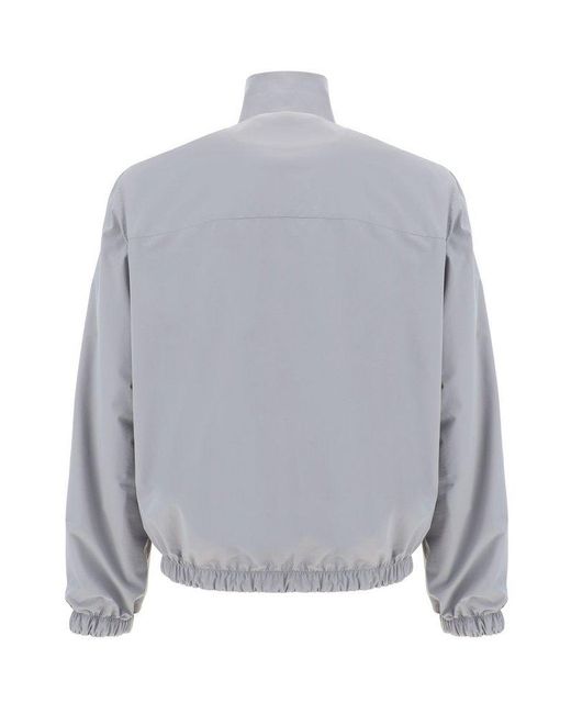 Brunello Cucinelli Gray Logo Embroidered Reversibile Jacket for men