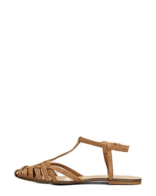 Anna F. Brown Caged Ankle Strapped Sandals