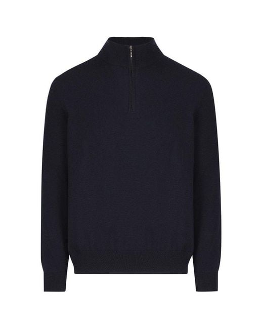 Loro Piana Blue High-neck Knitted Jumper for men