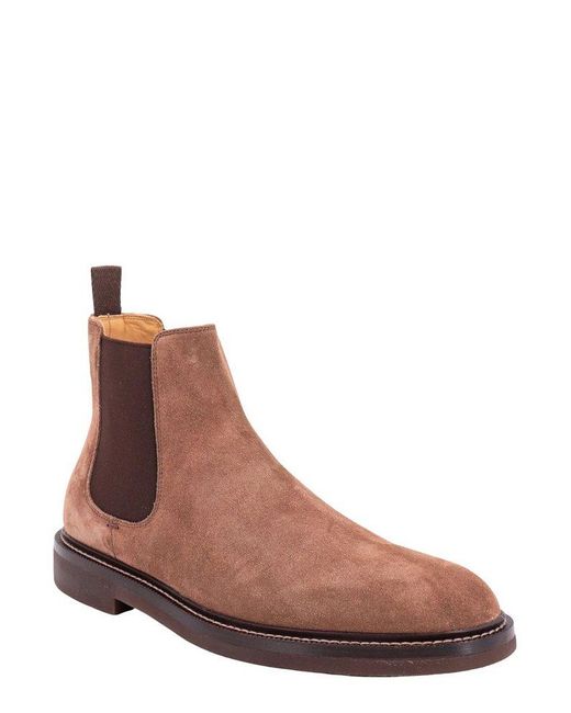 Brunello Cucinelli Brown Panelled Chelsea Boots for men