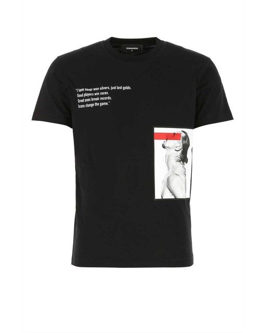DSquared² Black X Ibrahimović Icon Print T-shirt for men