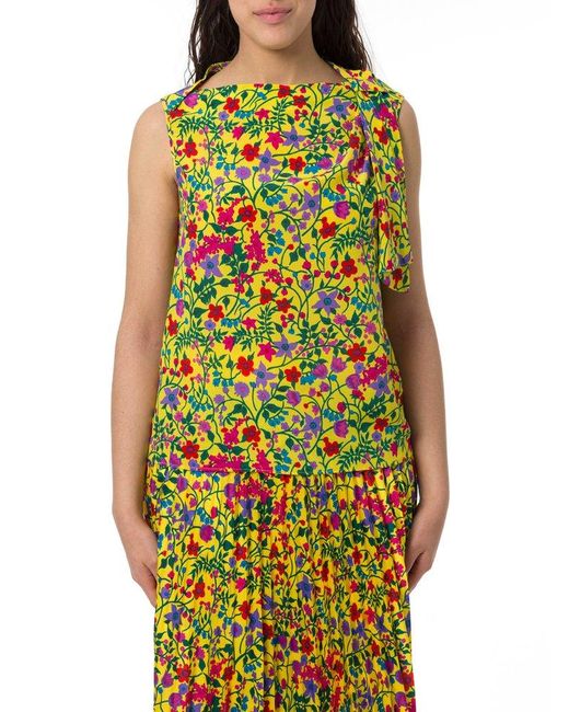 Weekend by Maxmara Green All-over Floral Printed Sleeveless Top