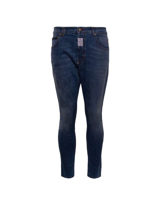 Philipp Plein Blue Low Rise Skinny Jeans for men