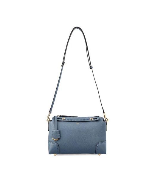 Fendi Logo Detailed Zipped Shoulder Bag in Blue | Lyst UK