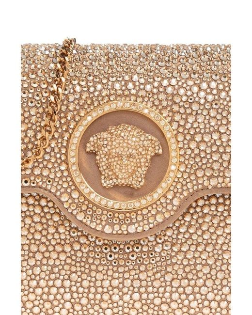 Versace Natural La Medusa Envelope Clutch With Crystals