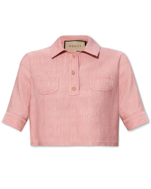 Gucci pink Jersey Interlocking G Crop Top
