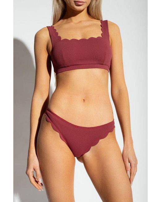 Marysia Swim Red Scalloped Edge Activewear Set