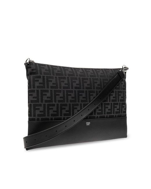 Fendi Black Ff Motif Medium Clutch Bag for men